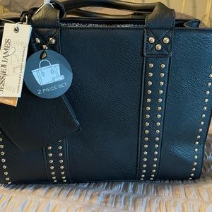 Jessie & James concealed carry handbag. 2 in 1 black studded bag